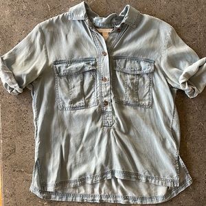 H&M Conscious Chambray/Denim Half-Button Top